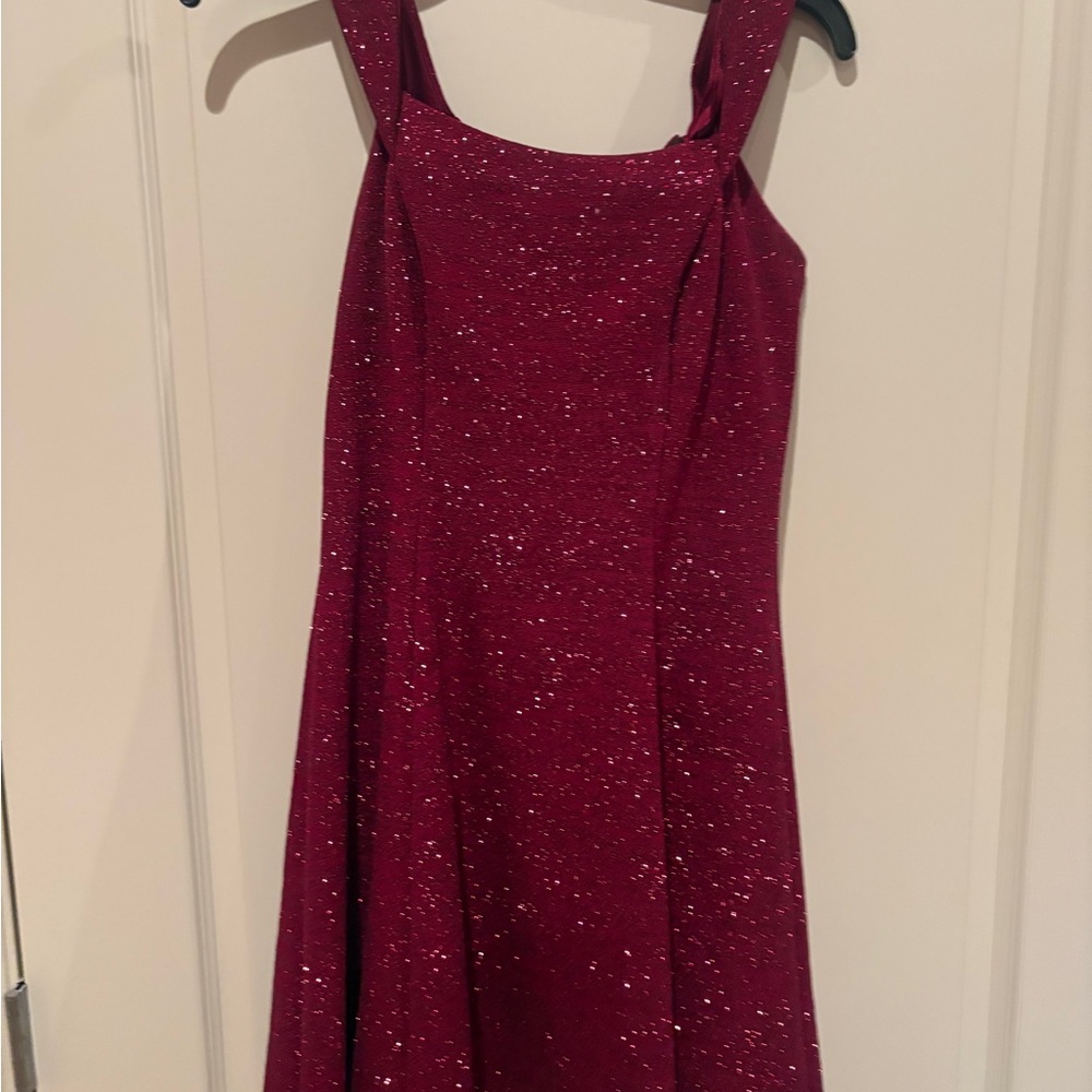 Betsy & Adam Sparkling Burgundy Mini Dress - Picture 3 of 5